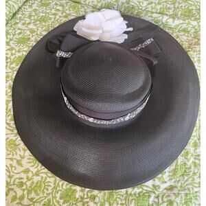 Vtg Fine Millinery August Accessories Black White Music Notes Accent Church Hat